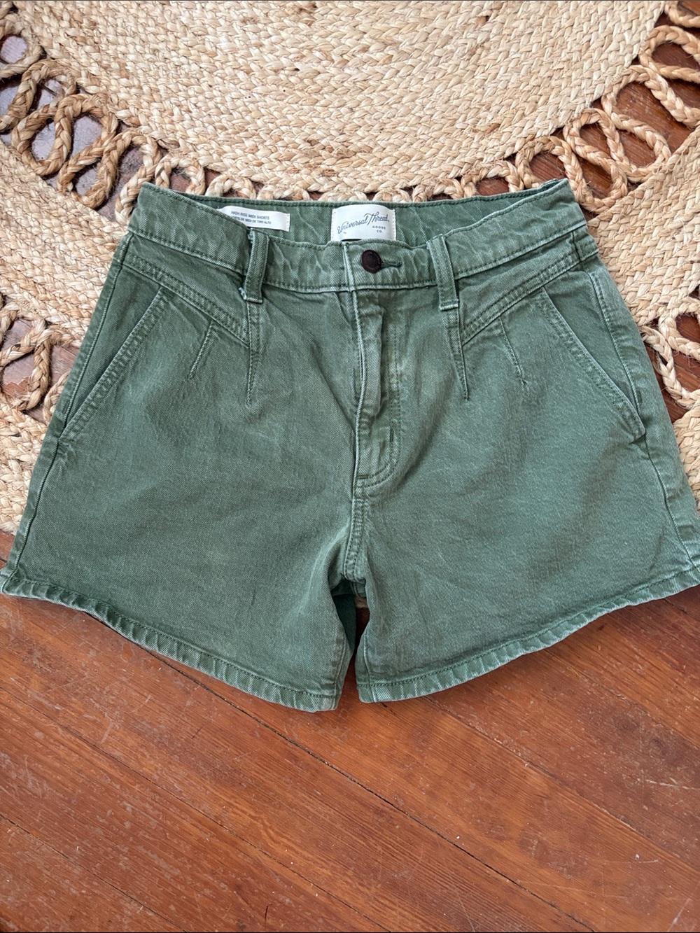 Universal Thread Olive Green High-Rise Bermuda Shorts with Belt Loops